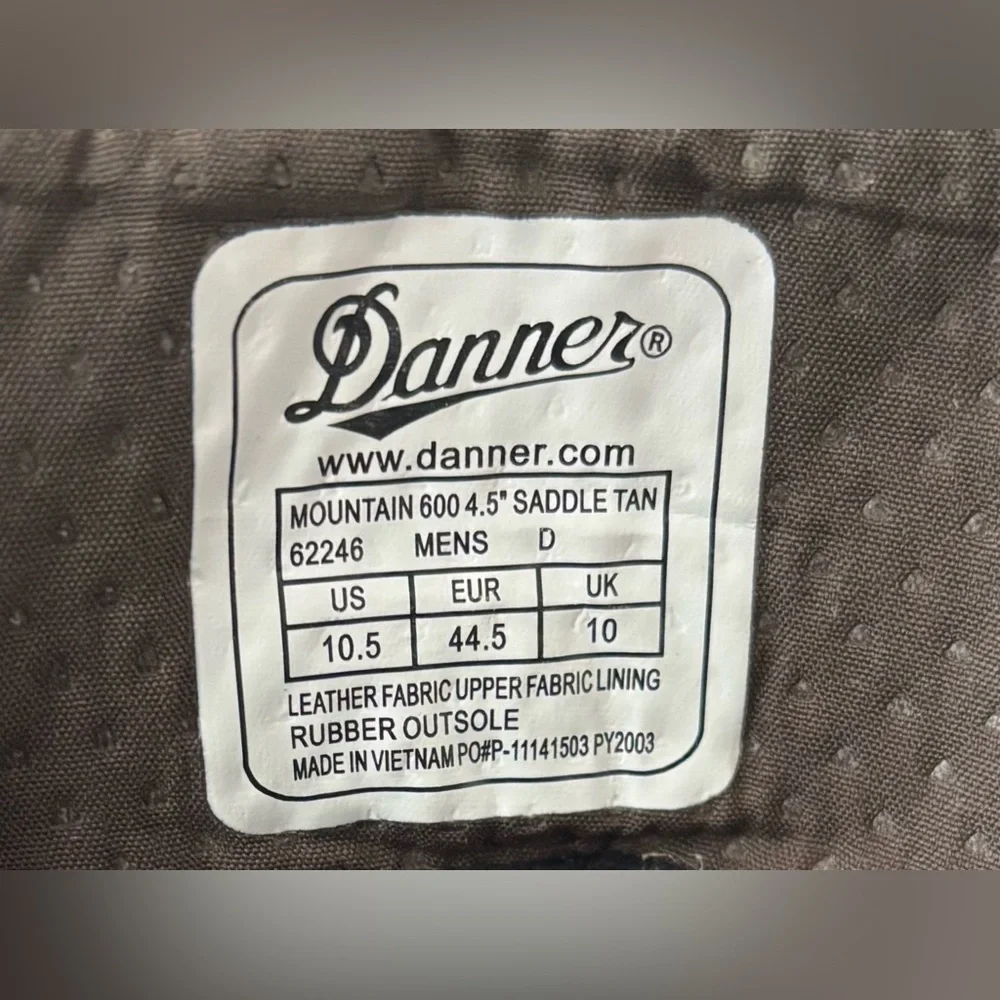 Danner Mountain 600 4.5 Leather Hiking Boots Faded Saddle Tan #62246 Size 10.5D